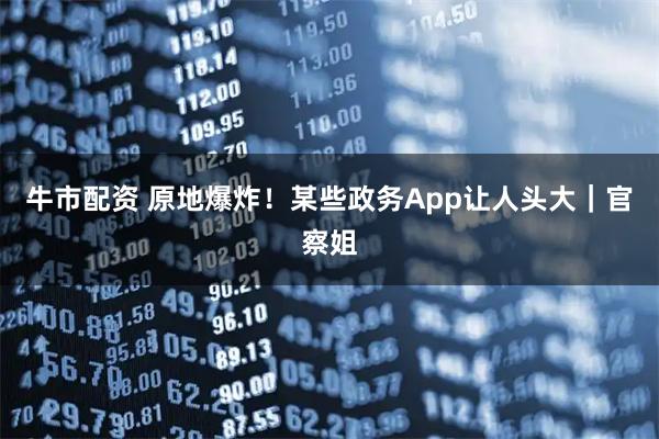 牛市配资 原地爆炸！某些政务App让人头大｜官察姐