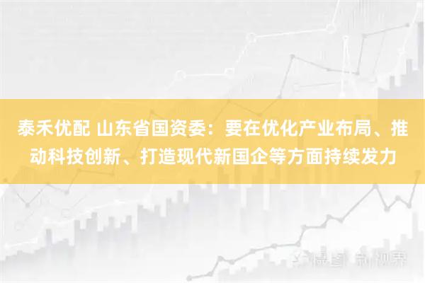 泰禾优配 山东省国资委：要在优化产业布局、推动科技创新、打造现代新国企等方面持续发力